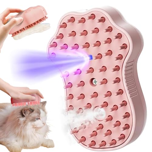 Qpets Cat Steam Brush, Steam Brush for Cats and Dogs, Dog Steam Brush Steamy Pet Steam Hair Brush, 3 in 1 Dog Hair Brush Dog Comb with UV Sterilization Light (Pink) Qpets Cat Steam Brush, Steam Brush for Cats and Dogs, Dog Steam Brush Steamy Pet Steam Hair Brush, 3 in 1 Dog Hair Brush Dog Comb with UV Sterilization Light (Pink)